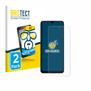 Parte frontale di una confezione del prodotto con il logo del marchio BROTECT. Accanto è raffigurato il dispositivo Xiaomi Poc