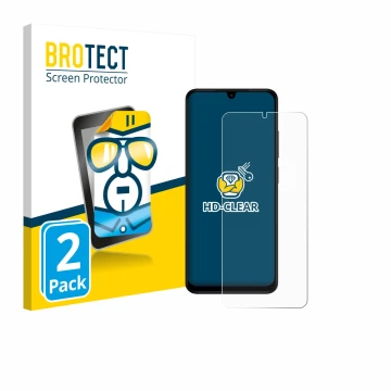 Parte frontale di una confezione del prodotto con il logo del marchio BROTECT. Accanto è raffigurato il dispositivo Xiaomi Red