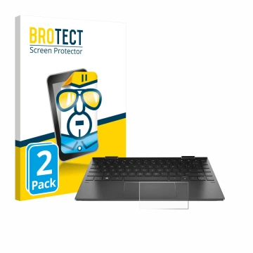 Parte frontale di una confezione del prodotto con il logo del marchio BROTECT. Accanto è raffigurato il dispositivo HP Envy x3