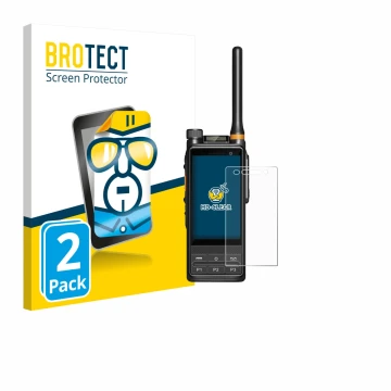Parte frontale di una confezione del prodotto con il logo del marchio BROTECT. Accanto è raffigurato il dispositivo Hytera PDC