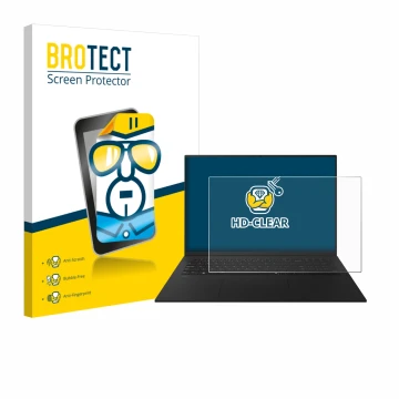 Parte frontale di una confezione del prodotto con il logo del marchio BROTECT. Accanto è raffigurato il dispositivo LG gram 17