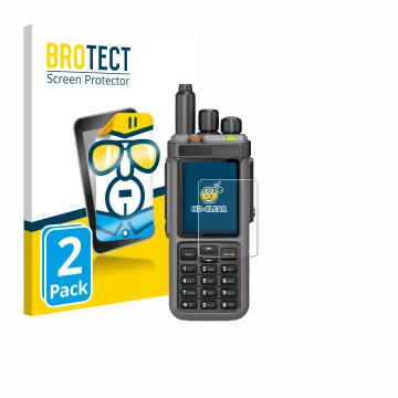 Parte frontale di una confezione del prodotto con il logo del marchio BROTECT. Accanto è raffigurato il dispositivo Radtel RT-