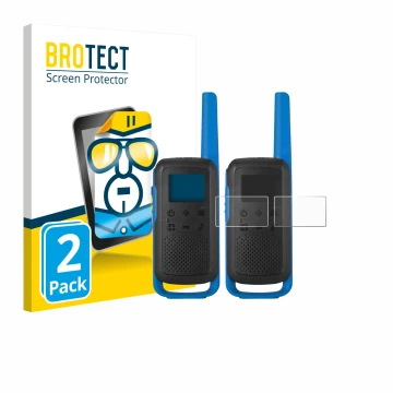 Parte frontale di una confezione del prodotto con il logo del marchio BROTECT. Accanto è raffigurato il dispositivo Motorola T