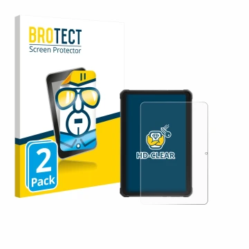 Parte frontale di una confezione del prodotto con il logo del marchio BROTECT. Accanto è raffigurato il dispositivo Hotwav R10