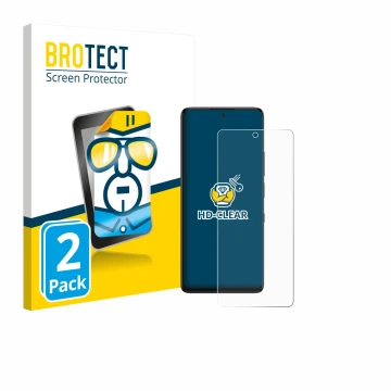 Parte frontale di una confezione del prodotto con il logo del marchio BROTECT. Accanto è raffigurato il dispositivo TCL 60 Nxt