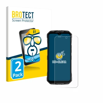 Parte frontale di una confezione del prodotto con il logo del marchio BROTECT. Accanto è raffigurato il dispositivo Doogee V M