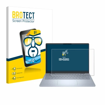 Parte frontale di una confezione del prodotto con il logo del marchio BROTECT. Accanto è raffigurato il dispositivo Dell 14 Pl