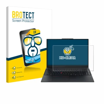 Parte frontale di una confezione del prodotto con il logo del marchio BROTECT. Accanto è raffigurato il dispositivo Lenovo Thi