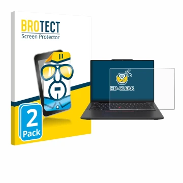Parte frontale di una confezione del prodotto con il logo del marchio BROTECT. Accanto è raffigurato il dispositivo Lenovo Thi