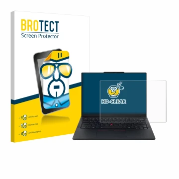 Parte frontale di una confezione del prodotto con il logo del marchio BROTECT. Accanto è raffigurato il dispositivo Lenovo Thi