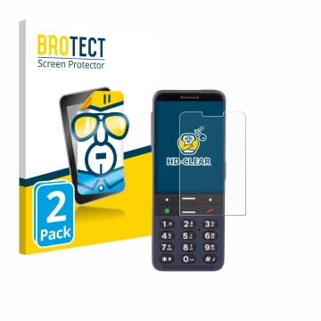 Parte frontale di una confezione del prodotto con il logo del marchio BROTECT. Accanto è raffigurato il dispositivo BlindShell