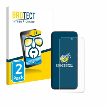 Parte frontale di una confezione del prodotto con il logo del marchio BROTECT. Accanto è raffigurato il dispositivo Infinix GT