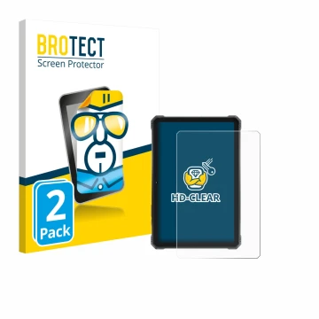 Parte frontale di una confezione del prodotto con il logo del marchio BROTECT. Accanto è raffigurato il dispositivo Hotwav R9 