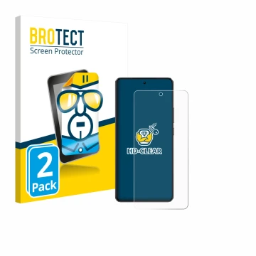 Parte frontale di una confezione del prodotto con il logo del marchio BROTECT. Accanto è raffigurato il dispositivo realme GT 