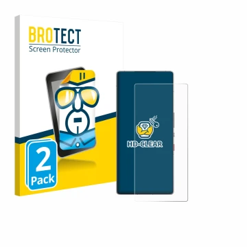 Parte frontale di una confezione del prodotto con il logo del marchio BROTECT. Accanto è raffigurato il dispositivo ZTE Nubia 