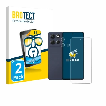 Parte frontale di una confezione del prodotto con il logo del marchio BROTECT. Accanto è raffigurato il dispositivo Motorola M