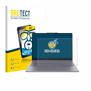 Parte frontale di una confezione del prodotto con il logo del marchio BROTECT. Accanto è raffigurato il dispositivo Lenovo Ide