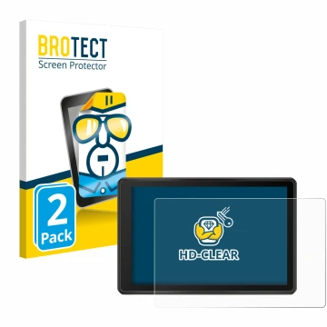 Parte frontale di una confezione del prodotto con il logo del marchio BROTECT. Accanto è raffigurato il dispositivo Garmin Tre