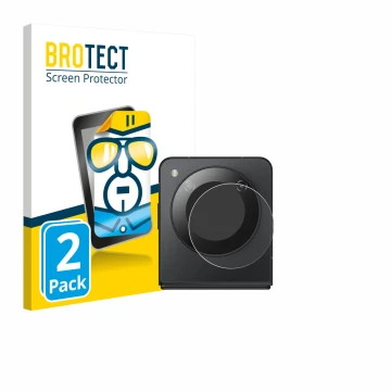Parte frontale di una confezione del prodotto con il logo del marchio BROTECT. Accanto è raffigurato il dispositivo Nubia Flip