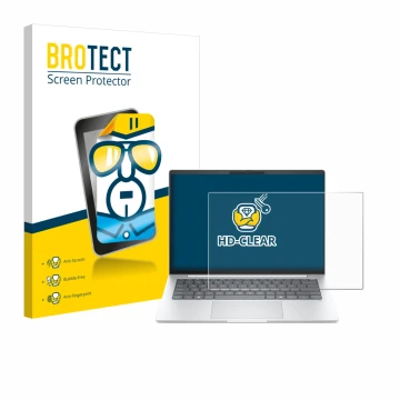 Parte frontale di una confezione del prodotto con il logo del marchio BROTECT. Accanto è raffigurato il dispositivo HP EliteBo