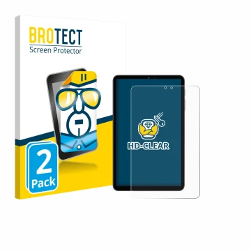 Parte frontale di una confezione del prodotto con il logo del marchio BROTECT. Accanto è raffigurato il dispositivo Alldocube 