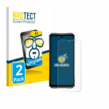 Parte frontale di una confezione del prodotto con il logo del marchio BROTECT. Accanto è raffigurato il dispositivo Doogee Bla