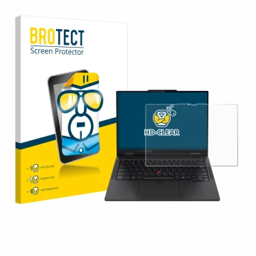 Parte frontale di una confezione del prodotto con il logo del marchio BROTECT. Accanto è raffigurato il dispositivo Lenovo Thi