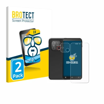 Parte frontale di una confezione del prodotto con il logo del marchio BROTECT. Accanto è raffigurato il dispositivo Emporia Sm