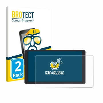 Parte frontale di una confezione del prodotto con il logo del marchio BROTECT. Accanto è raffigurato il dispositivo Feelworld 