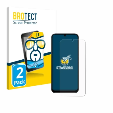 Parte frontale di una confezione del prodotto con il logo del marchio BROTECT. Accanto è raffigurato il dispositivo Xiaomi Red