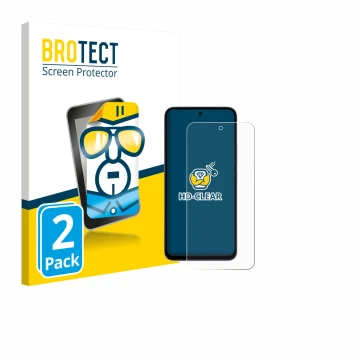 Parte frontale di una confezione del prodotto con il logo del marchio BROTECT. Accanto è raffigurato il dispositivo Xiaomi Red