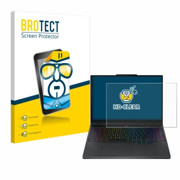 Parte frontale di una confezione del prodotto con il logo del marchio BROTECT. Accanto è raffigurato il dispositivo Lenovo Leg