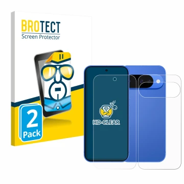Parte frontale di una confezione del prodotto con il logo del marchio BROTECT. Accanto è raffigurato il dispositivo Google Pix