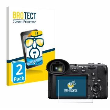 Parte frontale di una confezione del prodotto con il logo del marchio BROTECT. Accanto è raffigurato il dispositivo Sony Cinem