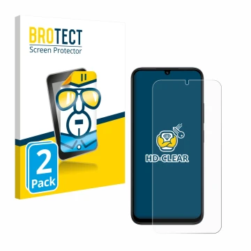 Parte frontale di una confezione del prodotto con il logo del marchio BROTECT. Accanto è raffigurato il dispositivo Xiaomi Red