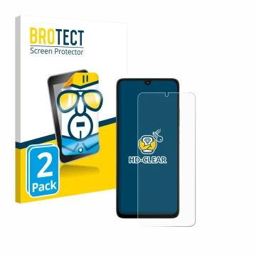 Parte frontale di una confezione del prodotto con il logo del marchio BROTECT. Accanto è raffigurato il dispositivo Motorola M