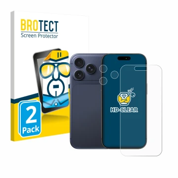 Parte frontale di una confezione del prodotto con il logo del marchio BROTECT. Accanto è raffigurato il dispositivo Apple iPho