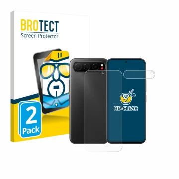 Parte frontale di una confezione del prodotto con il logo del marchio BROTECT. Accanto è raffigurato il dispositivo Nubia Air 