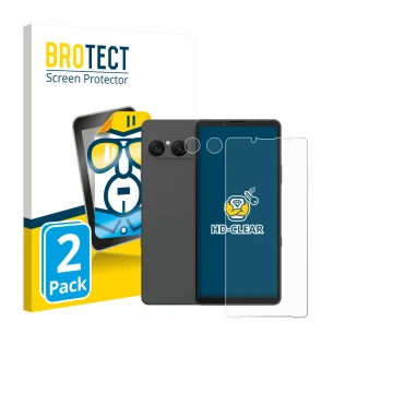 Parte frontale di una confezione del prodotto con il logo del marchio BROTECT. Accanto è raffigurato il dispositivo Sony Xperi