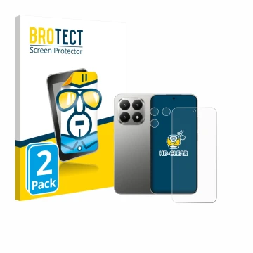 Parte frontale di una confezione del prodotto con il logo del marchio BROTECT. Accanto è raffigurato il dispositivo Xiaomi 15T