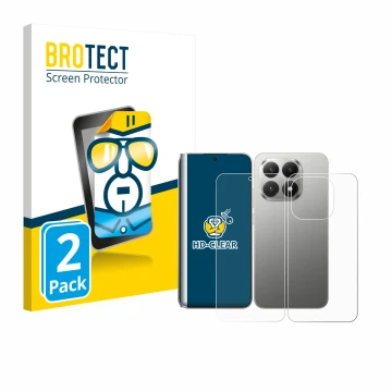 Parte frontale di una confezione del prodotto con il logo del marchio BROTECT. Accanto è raffigurato il dispositivo Xiaomi 15T