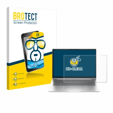Parte frontale di una confezione del prodotto con il logo del marchio BROTECT. Accanto è raffigurato il dispositivo HP EliteBo