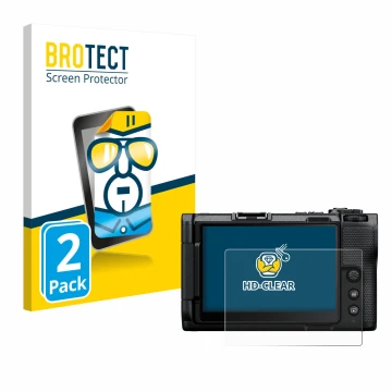 Parte frontale di una confezione del prodotto con il logo del marchio BROTECT. Accanto è raffigurato il dispositivo Nikon ZR c