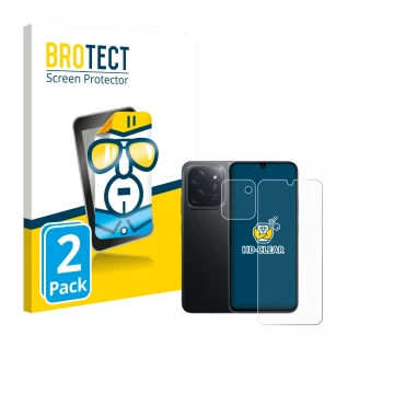 Parte frontale di una confezione del prodotto con il logo del marchio BROTECT. Accanto è raffigurato il dispositivo Xiaomi Poc