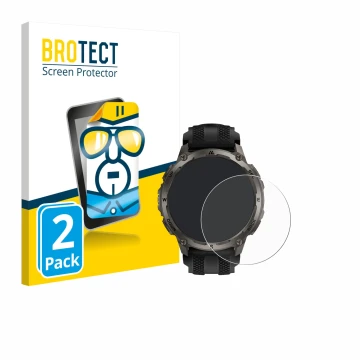 Parte frontale di una confezione del prodotto con il logo del marchio BROTECT. Accanto è raffigurato il dispositivo Kospet Tan