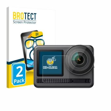 Parte frontale di una confezione del prodotto con il logo del marchio BROTECT. Accanto è raffigurato il dispositivo Akaso Brav