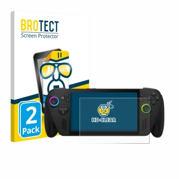 Parte frontale di una confezione del prodotto con il logo del marchio BROTECT. Accanto è raffigurato il dispositivo ASUS ROG X