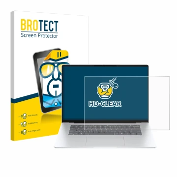 Parte frontale di una confezione del prodotto con il logo del marchio BROTECT. Accanto è raffigurato il dispositivo HP OmniBoo