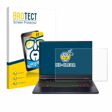 Parte frontale di una confezione del prodotto con il logo del marchio BROTECT. Accanto è raffigurato il dispositivo Acer Preda