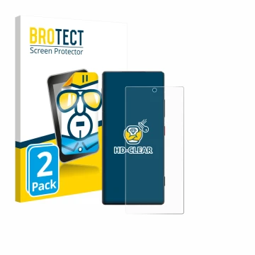 Parte frontale di una confezione del prodotto con il logo del marchio BROTECT. Accanto è raffigurato il dispositivo ZTE Nubia 